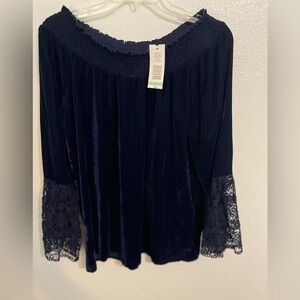 Blue velvet blouse—NWT